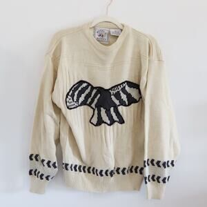 Vintage Hoopla Eagle Bird Cream Crewneck Sweater Medium